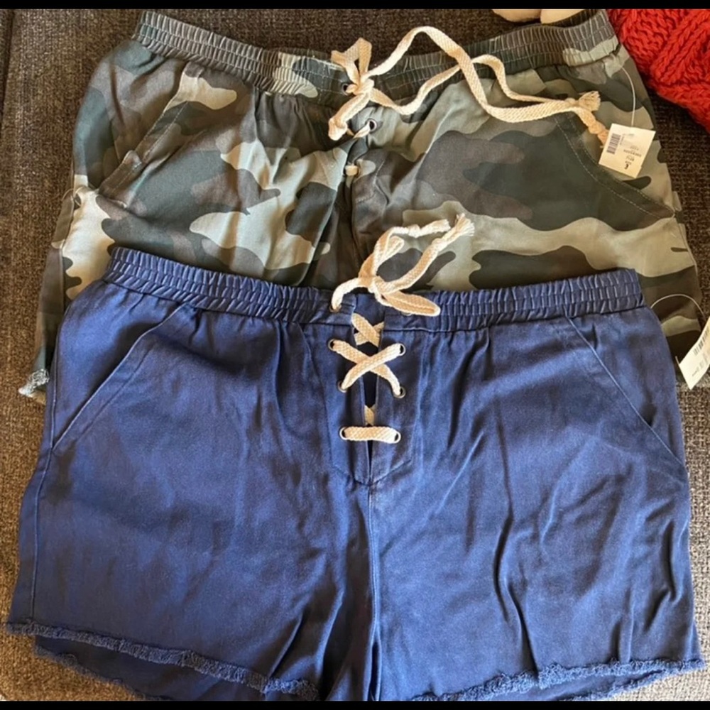 Navy and camo women's shorts